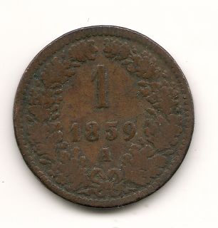 1859A Austrian K K Ostereichische Scheidemunze 1 Cent Coin