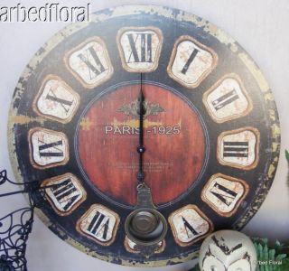 24 large french paris pendulum wooden wall clock time left