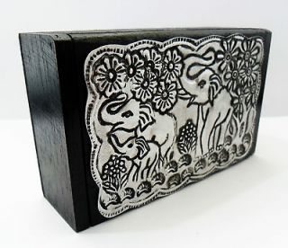 Trinket Box /Jewelry Box decorated with Nickel Plate in Thai Style 