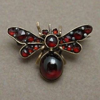 Butterfly Pin Victorian Bohemian Garnets GF Winged Insect Antique