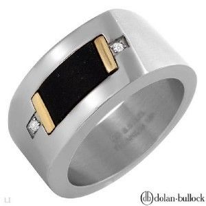 Dolan Bullock New Mens Ring Genuine Diamonds 18kt Gold Inlay Size 10 
