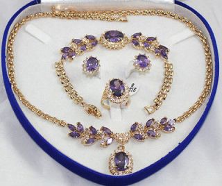   Fashion Jewellery Womens Set amethyst Necklace Earring Ring Bracelet