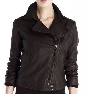 JIGSAW** Washed Leather Biker Jacket in Brown NEW RRP £365
