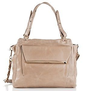 Elliott Lucca Aragon Solid Colored Leather Tote Oyster NWT $178.00