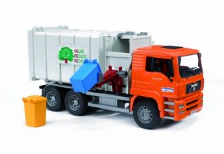 Bruder Toys Man Side Loading Garbage Truck Orange