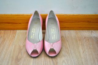 1950s Bruno Magli Italian Designer Vintage 1950s Pretty Pink Peep Toe 