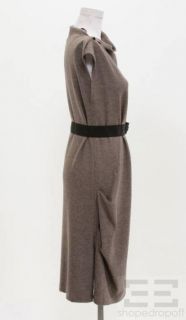 Brunello Cucinelli Brown Wool Belted Sleeveless Dress US 10