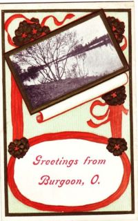1911 Burgoon Ohio Postcard Greeting Sandusky Fremont
