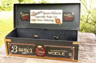 Vintage Bruner Woolens Salesman Sample Tailoring Wool Display Box Case 