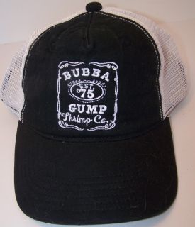 Bubba Gump Shrimp Co Forrest Black White Trucket Snapback Cap Hat 2003 