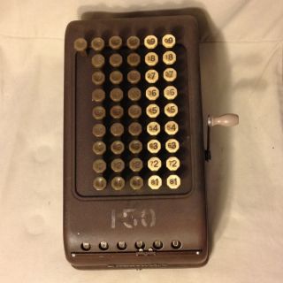 Vintage Burroughs Manual Adding Machine Calculator Works Great