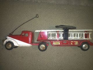 Buddy L Sit and Ride Fire Truck Extension Ladder Toy Truck Old