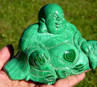 Natural Green Malachite Gemstone Crystal Carving Buddha Rare