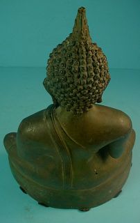 Vintage Thai Brass Seated Sukhothai Buddha Statue
