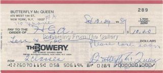 Butterfly McQueen Hand Signed Check Autographed Gone with The Wind 