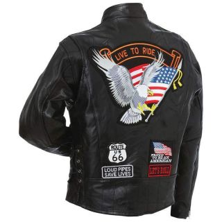 Rock Design Live to Ride Genuine Buffalo Leather Motorcycle Riding 