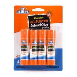 Elmers Washable School Glue Sticks, .24 oz, Repositionable Stick, 4 