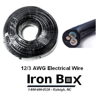 12 3 AWG Wire 50 Foot Roll of Bulk Cable Rated for 20 Amps