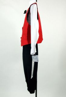 Boys Black Velvet Suit Tie Red Vest 4pc CI Castro 6M NW