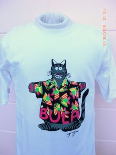 Bula Fiji Cat w/ Hawaiian Shirt T Shirt XL L@@K