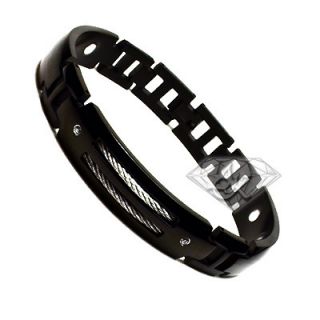Mens Magnetic Black Titanium Golf Cable Bracelet 8 5