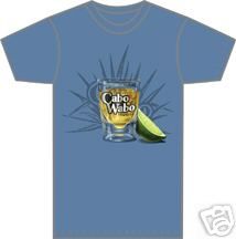 CABO WABO TEQUILA SHOT GLASS BLUE (h3) T SHIRT ~ LARGE