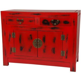 Oriental Furniture Traditional Chinese Cabinet   Antique Red