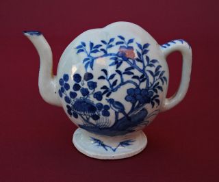 Antique Chinese Blue White Porcelain Cadogan Teapot French Flea Market 
