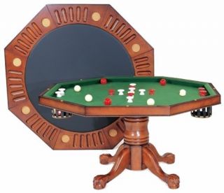 in 1 48 Octagon Table Bumper Pool Poker Dine Walnut