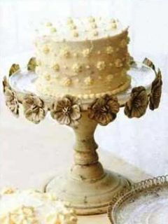Shabby French Chic Flower Cake Stand Dessert Pedestal Vintage Country 