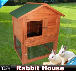 New Deluxe Wooden Rabbit House Wood Rabbit Hutch Chicken Coop Box Hen 