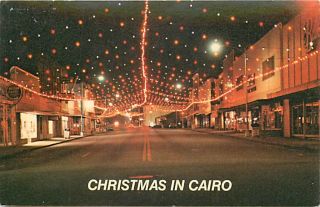 GA Cairo Christmas Lights Town View mailed 1983 T29747