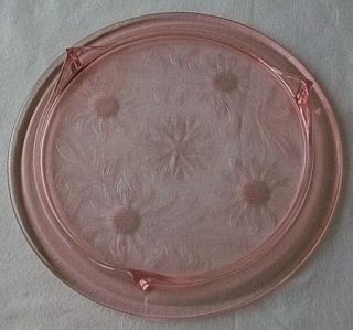 Pink Jeanette Depression Glass Sunflower Cake Plate 10