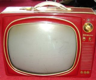VINTAGE ANTIQUE 1950s *FUNCTIONING* PORTABLE RCA TELEVISION SET OLD 