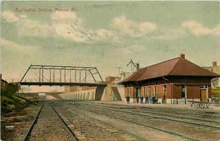Macon Missouri MO 1908 Burlington Railroad Depot Vintage Postcard 