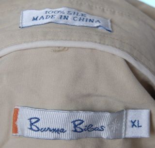 Burma Bibas Beige Khaki Tan 100 Silk Shirt Mens Sz XL