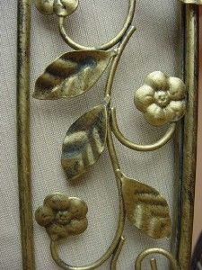 Burnes of Boston Brass Wall Mirror w Filigree Style Ivy Leaf Offset 11 