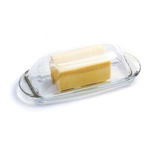   IN USA CLEAR GLASS RETRO BUTTER DISH FOR TABLE SERVING & SAFE STORAGE