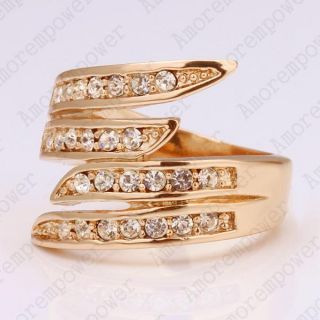 Gorgeous 18K Gold Plated Use Swarovski Crystal Charming Cocktail Ring 
