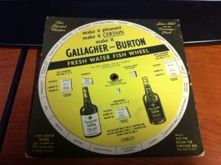 Gallagher Burton Whiskey NY Fresh Water Fish Wheel Fly Tackle Promo 