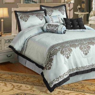 Modern Blue 7 PC Cal King Size Comforter Bed Set New