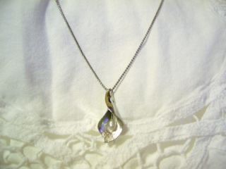   Silver Calla Lily Flower Genuine Pearl Pendant Necklace by Avon
