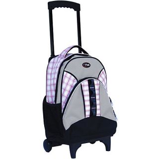 CalPak Grand Stand Rolling Backpack   Pink Plaid