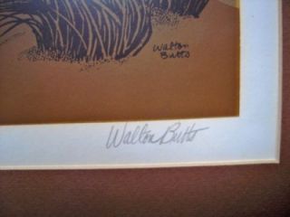 NW Artist Walton Butts Signed Vintage Print Very 70S
