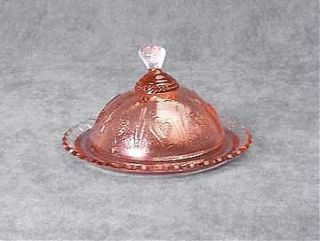 Unique Pink Berry Depression Glass Butter Dish Dishes
