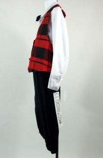 Boys Black Velvet Suit Tie Red Vest 4pc CI Castro 6M NW
