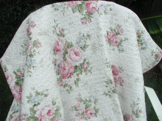 Pink Cabbage Rose Chic Roses on White So Shabby Cottage Throw