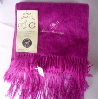NWT ALPACA Wool CAMARGO Peru Pink Fuchsia Winter Womens Scarf
