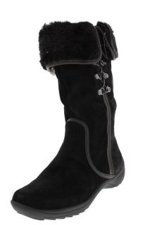 Naturalizer New Vienna Black Suede Embellished Fold Over Mid Calf 