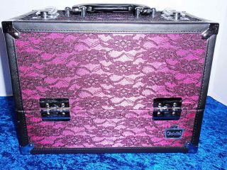 Caboodles ® Pink Lace Stylist Train Case New with Six Cantilevered 